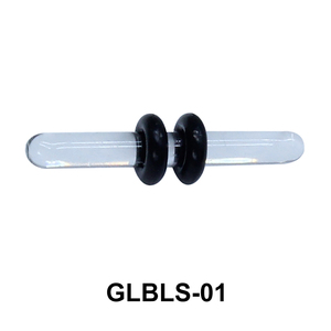 Glass Barbell with Two Black Rubber Ring Outer GLBLS-01